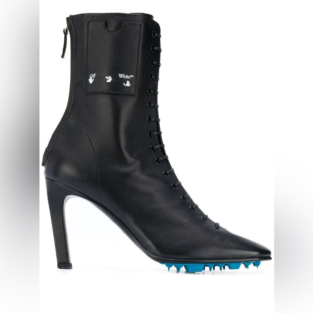 $1751 Off-White c/o Virgil Abloh Women's Lace-up Leather Ankle Boots